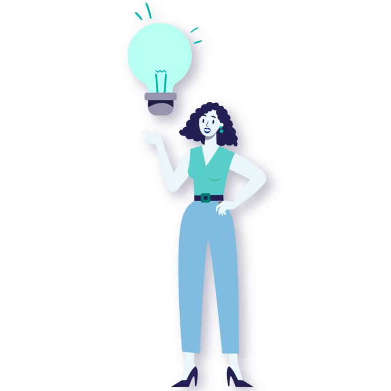 graphic of a women holding a lightbulp